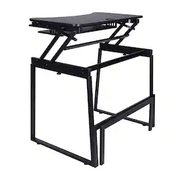 Rocelco - 32" Height Adjustable Standing Desk Converter with Floor Stand BUNDLE - Black