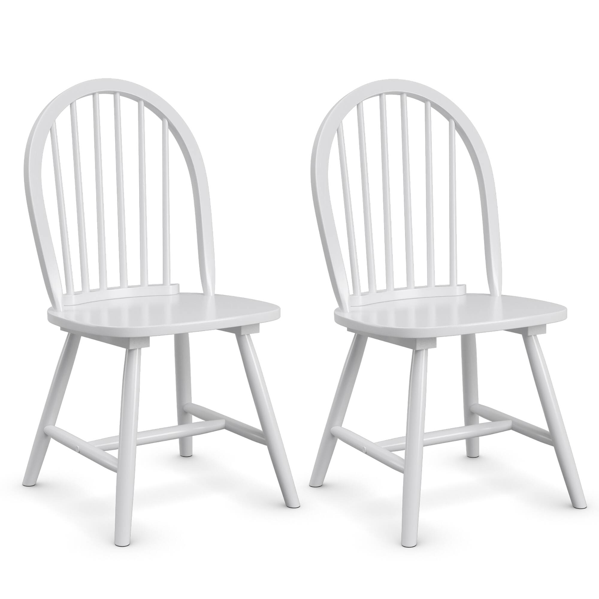 Front. Costway - Set of 2 Vintage Windsor Dining Side Chair Wood Spindleback Kitchen Room - White.