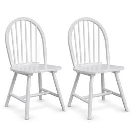 Costway - Set of 2 Vintage Windsor Dining Side Chair Wood Spindleback Kitchen Room - White
