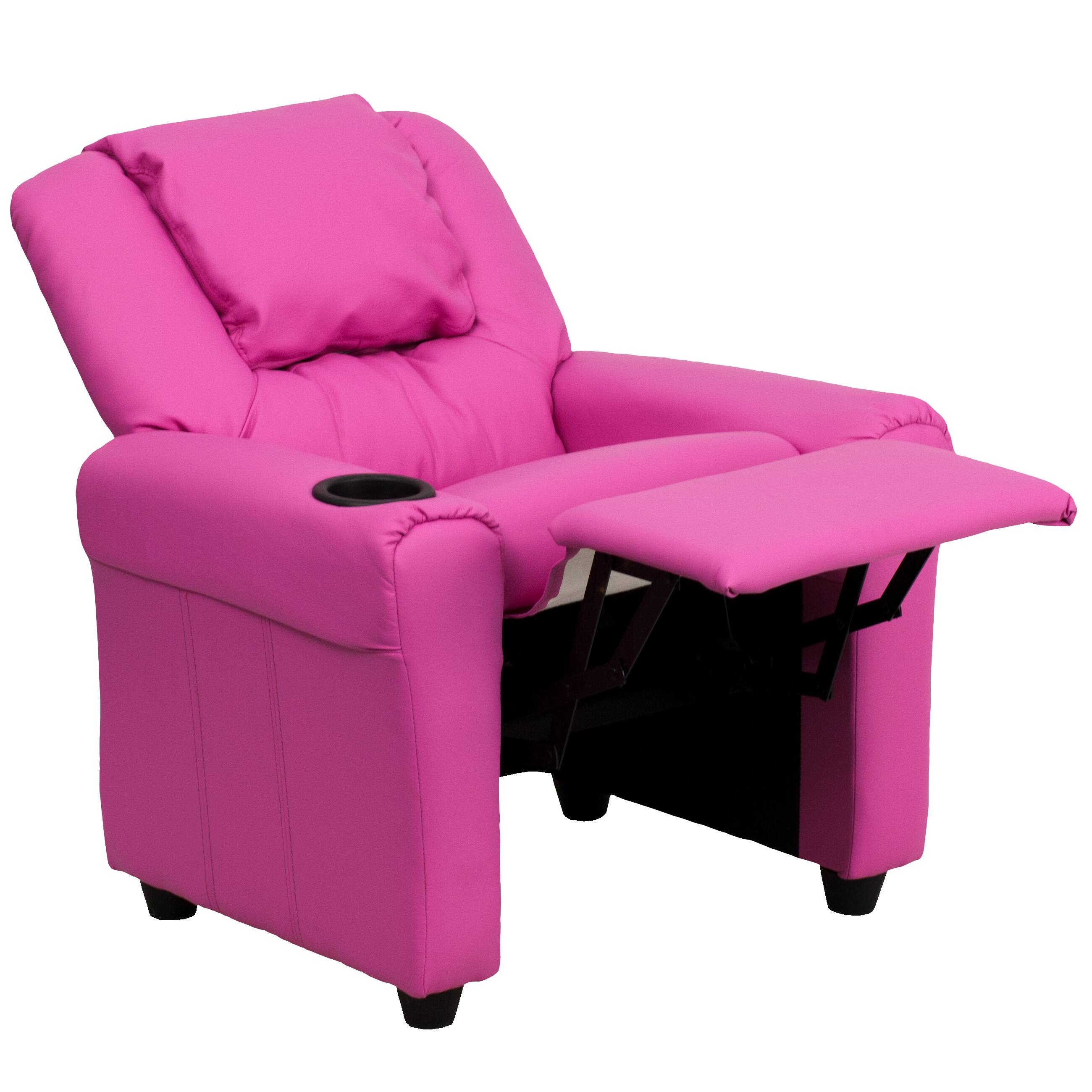 Alt View 16. Alamont Home - Contemporary Kids Recliner with Cup Holder and Headrest - Hot Pink Vinyl.