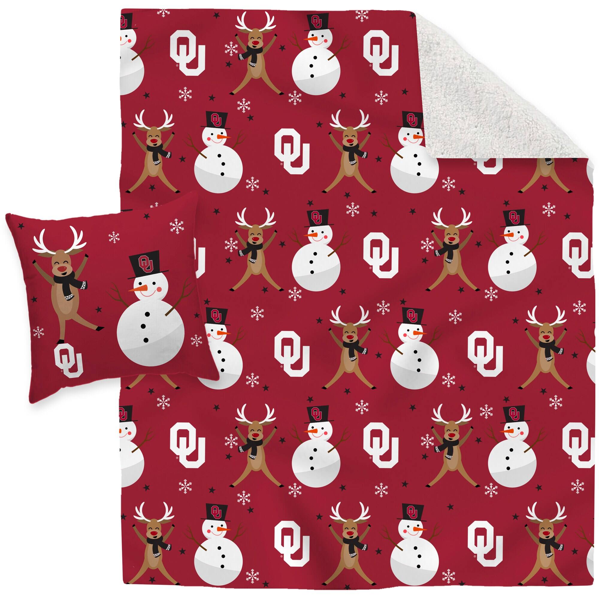 Alt View 1. Pegasus - Oklahoma Sooners Holiday Reindeer Blanket and Pillow Combo Set - Multicolor.