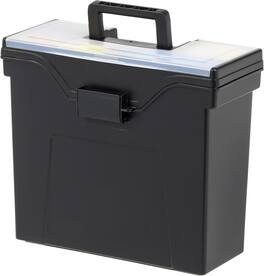 IRIS USA - IRIS Portable File Box With Handle, Letter Files, Lockable, Black