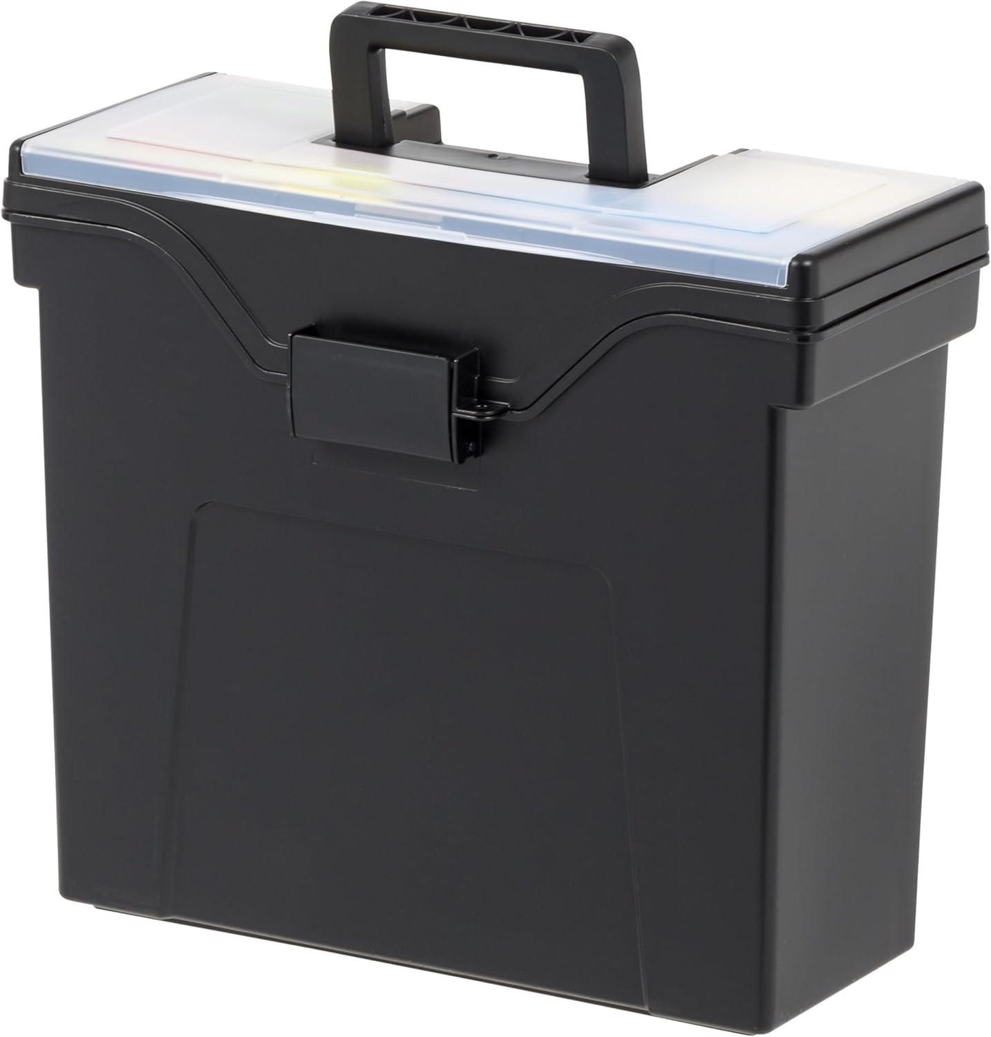 Front. IRIS USA - IRIS Portable File Box With Handle, Letter Files, Lockable, Black.