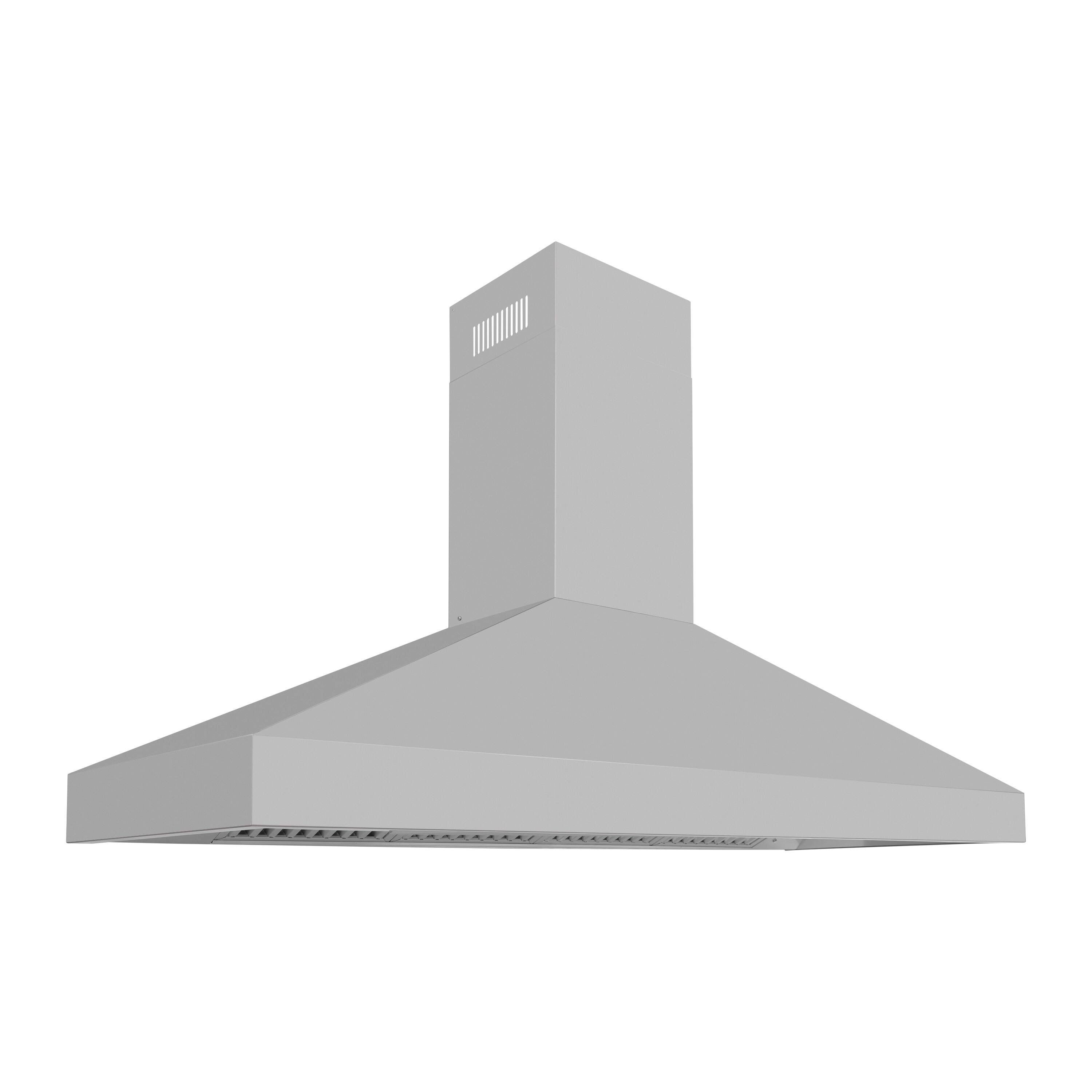 Left. ZLINE - Professional 60" Externally Vented Range Hood - Stainless steel.