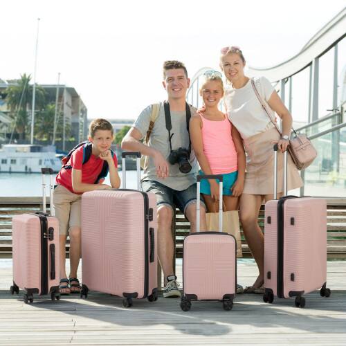 Alt View 7. Winado - 16"/20"/24"/28" Carry on 4 Piece PP Hardside Luggage Suitcase Set with Built-in Lock Spinner Wheels for Travel Business - Pink.