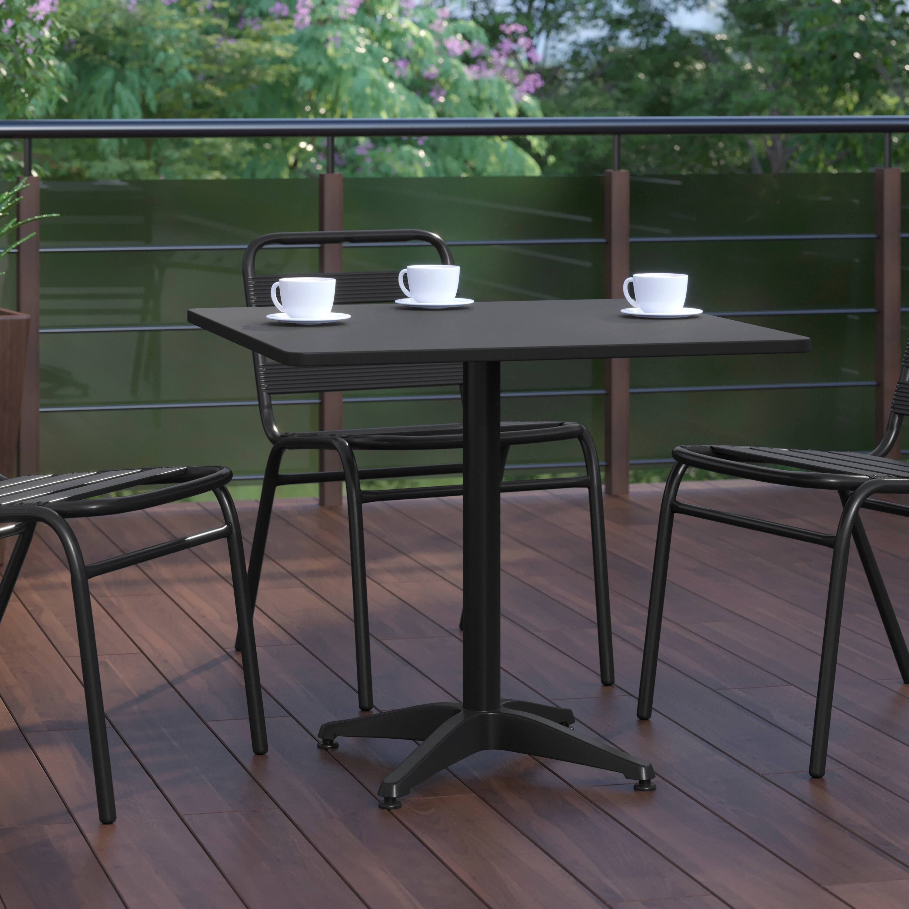 Alt View 3. Flash Furniture - Mellie 31.5'' Black Square Metal Indoor-Outdoor Table with Base - Black.