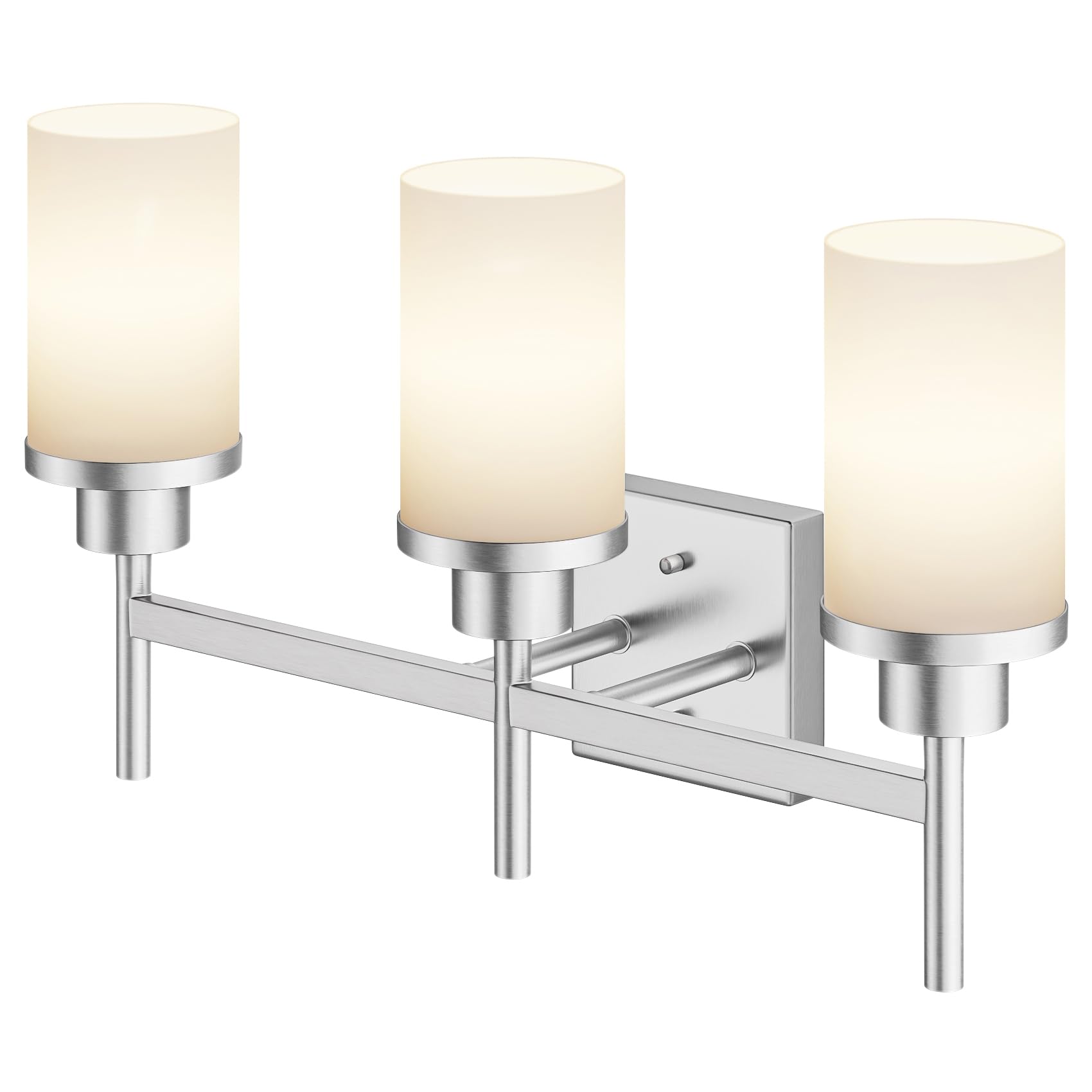 Dazzling Pops - Wall Light Fixtures Matte Bathroom Vanity Lights Over Mirror With Frosted Glass Double Lamps For Hallway Wa - Brushed Nickel 3-Light
