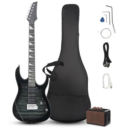 Front. Winado - Full-Size Electric Guitar, Solid Body HSH Pickups 170 Guitars Beginner Kit with Gig Bag, Shoulder Strap.