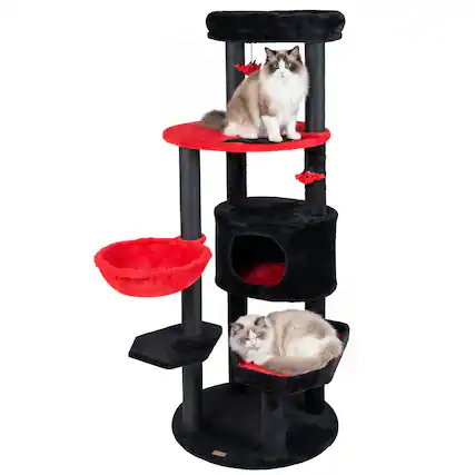Front. Gymax - Gymax Gothic Cat Tree for Indoor Cats 60'' Cat Tower w/Plush Perch Condo Hammock.