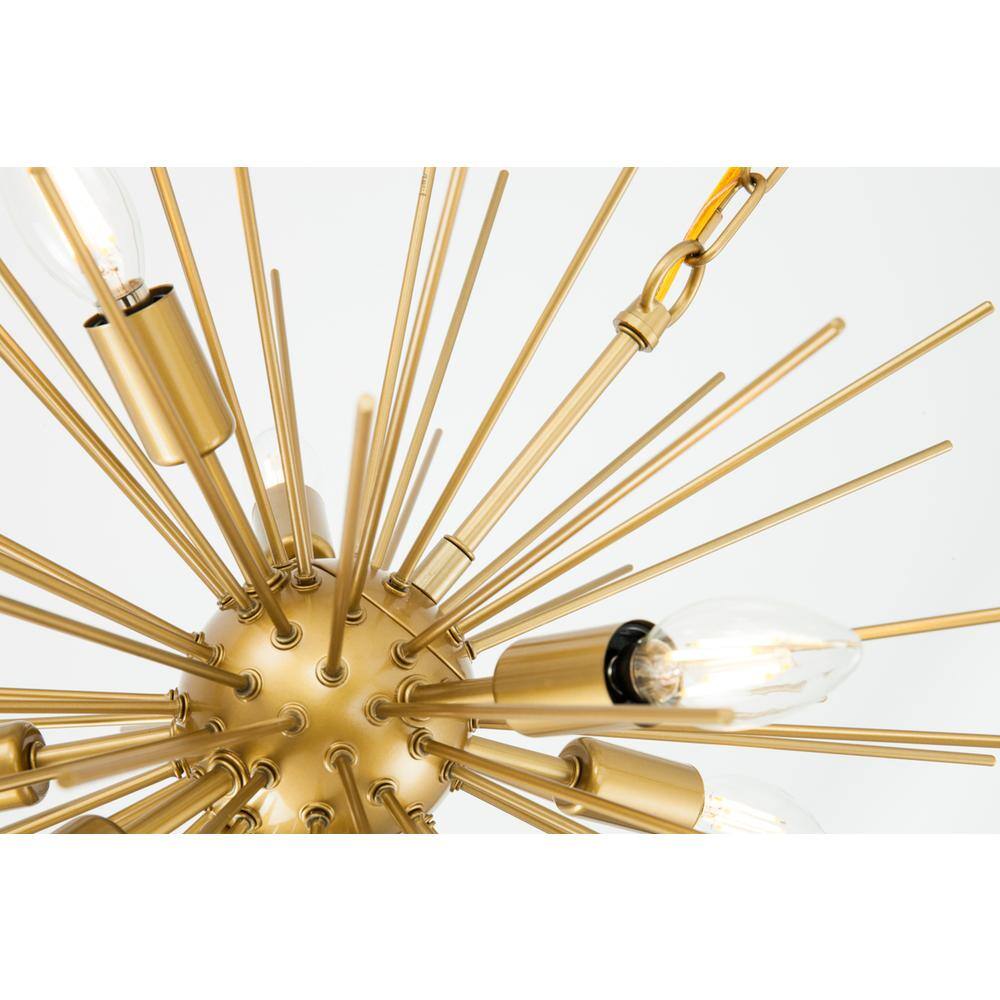 Alt View 1. Living District - Timber 8 light Brass pendant - Brass.