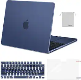 mosiso - Case for 13-inch MacBook Air M5 A3449 M4 A3240 M3 A3113 M2 A2681 with Keyboard Cover Screen Protector and Pouch - Midnight