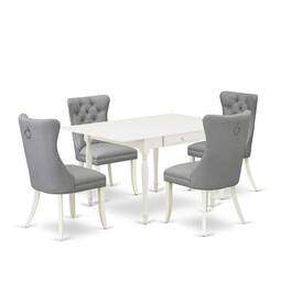 East West Furniture - 5 Piece Dinette Set - White