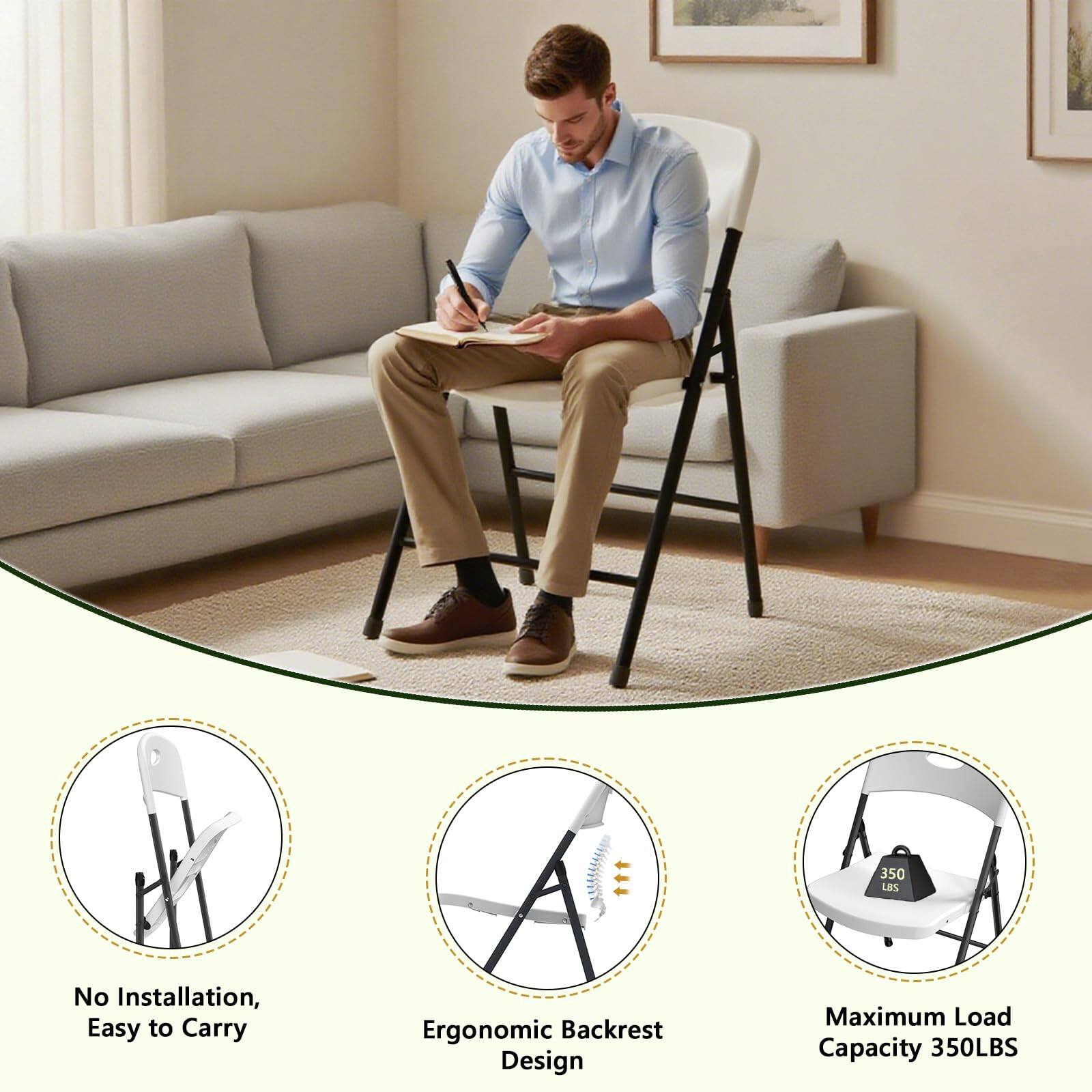 - No Installation, Easy to Carry
- Ergonomic Backrest Design
- Maximum Load Capacity 350LBS