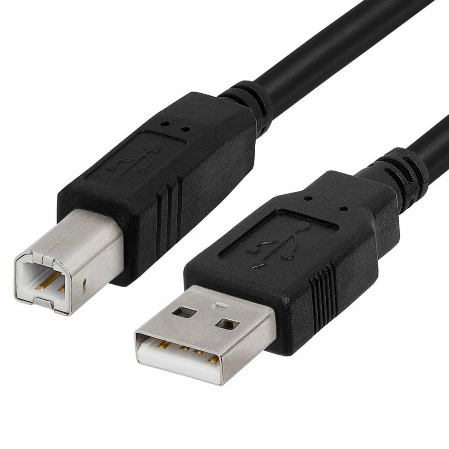 Left. Stock Preferred - 15 ft USB 2.0 Printer Cable for PC - Black.