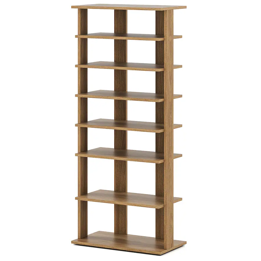 Gymax 7 Tier Double Rows Shoe Rack Vertical Wooden Shoe Storage ...