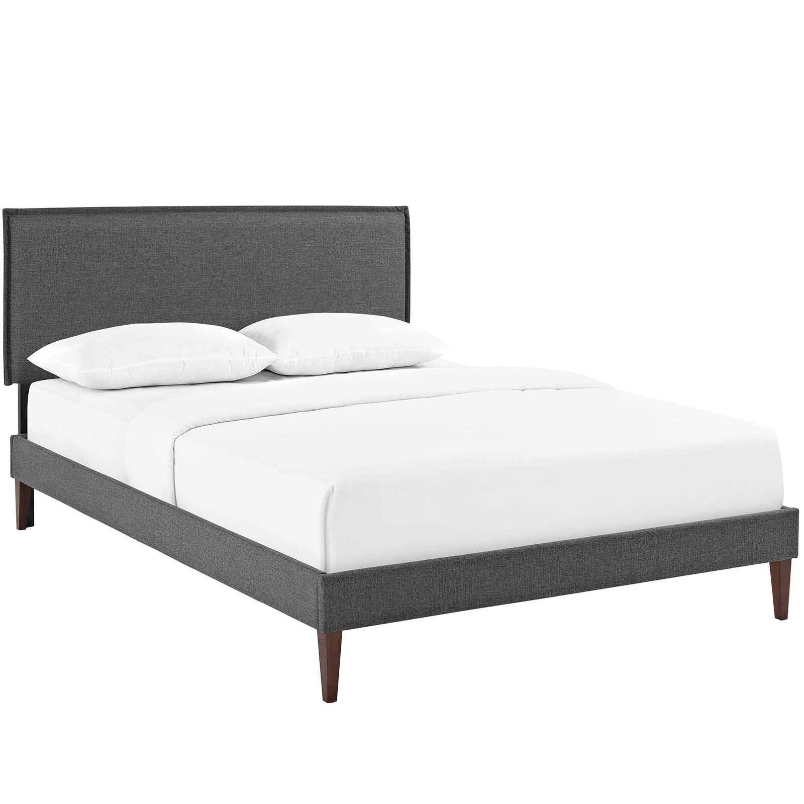 Modway - Camille Fabric Full Platform Bed with Squared Tapered Legs - Gray