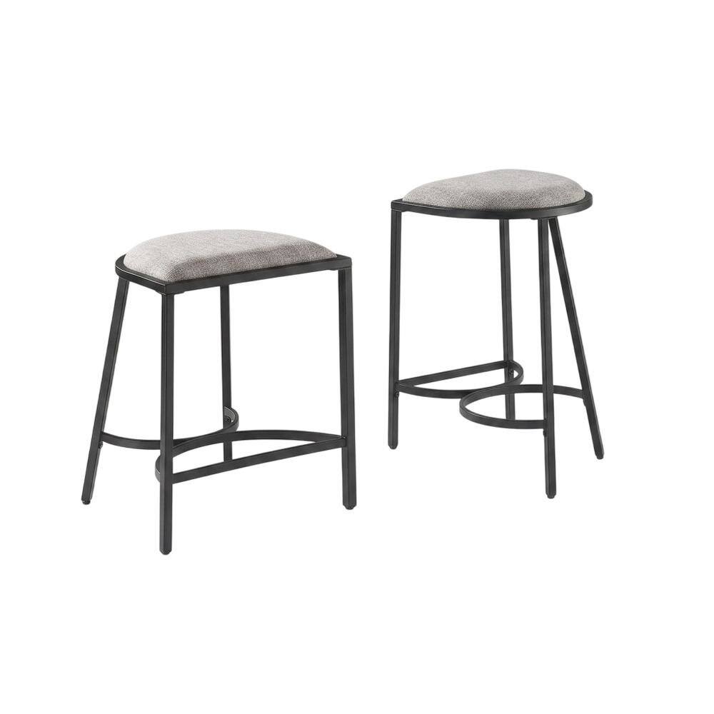Alt View 1. FurniFact - Counter Height Bar Stool Set with Plush Upholstery and Wooden Legs - Gray.