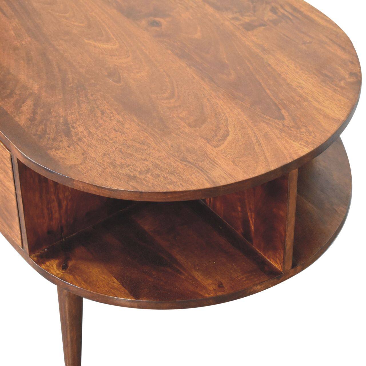 Alt View 2. Artisan Furniture - Artisan Furniture Solid Wood Chestnut Oval Coffee Table with 2 Drawer - Brown.