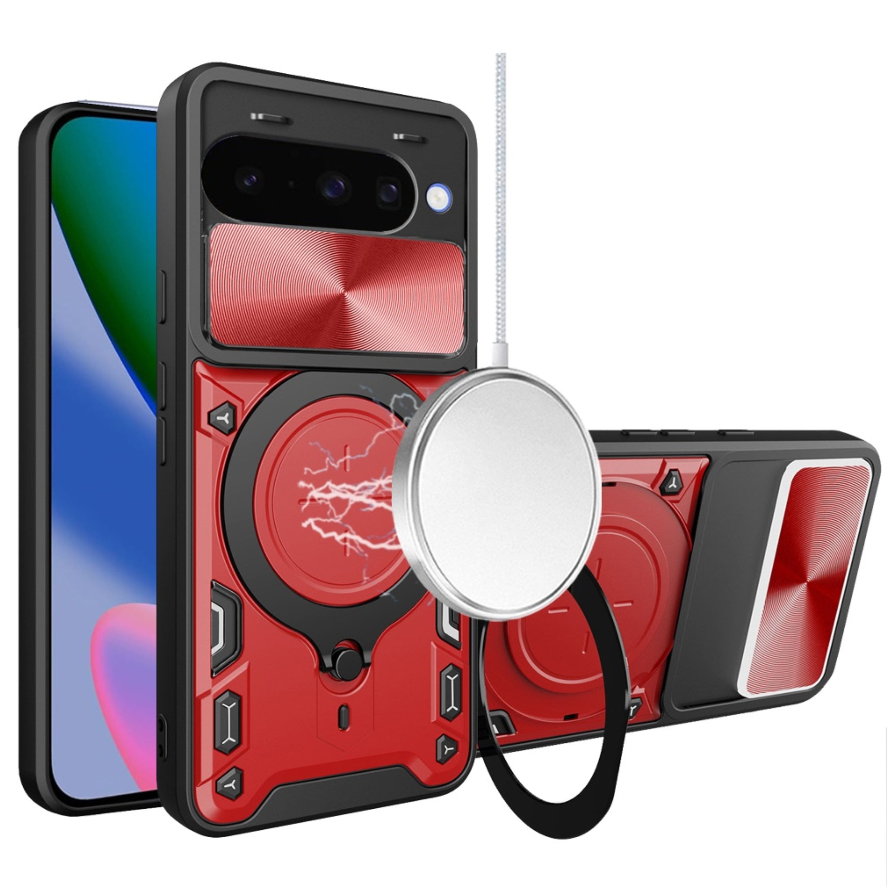 Kitcheniva - Case Magnetic Ring With Lens Cover Plus Tempered Glass For Google Pixel 11/11 Pro - Red price history on PriceWatchPro