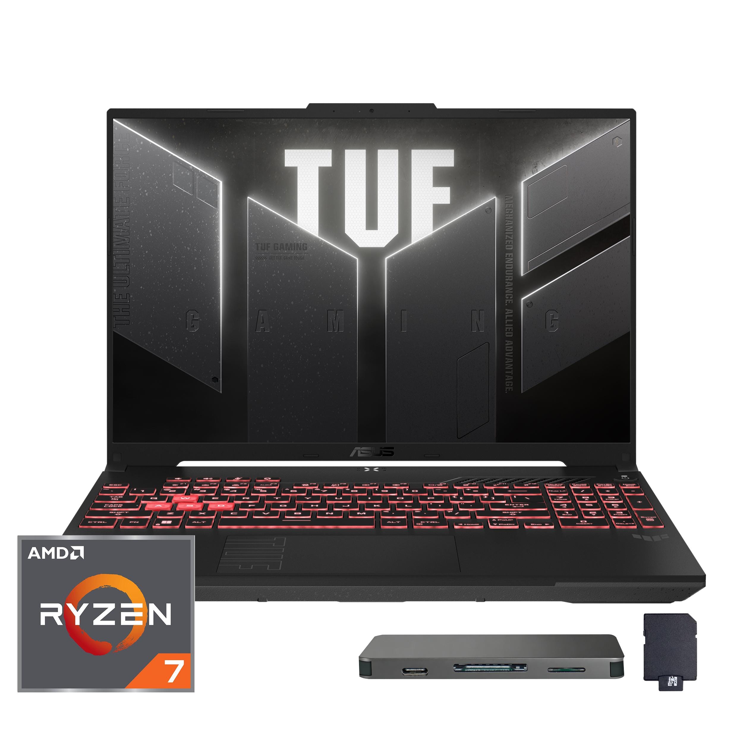 ASUS - TUF A16 16" Gaming Laptop,Ryzen 7 7445HS,GeForce RTX 4050,16GB DDR5+1TB Dock Set,1TB SSD,Backlit,Win 11 Pro - Gray