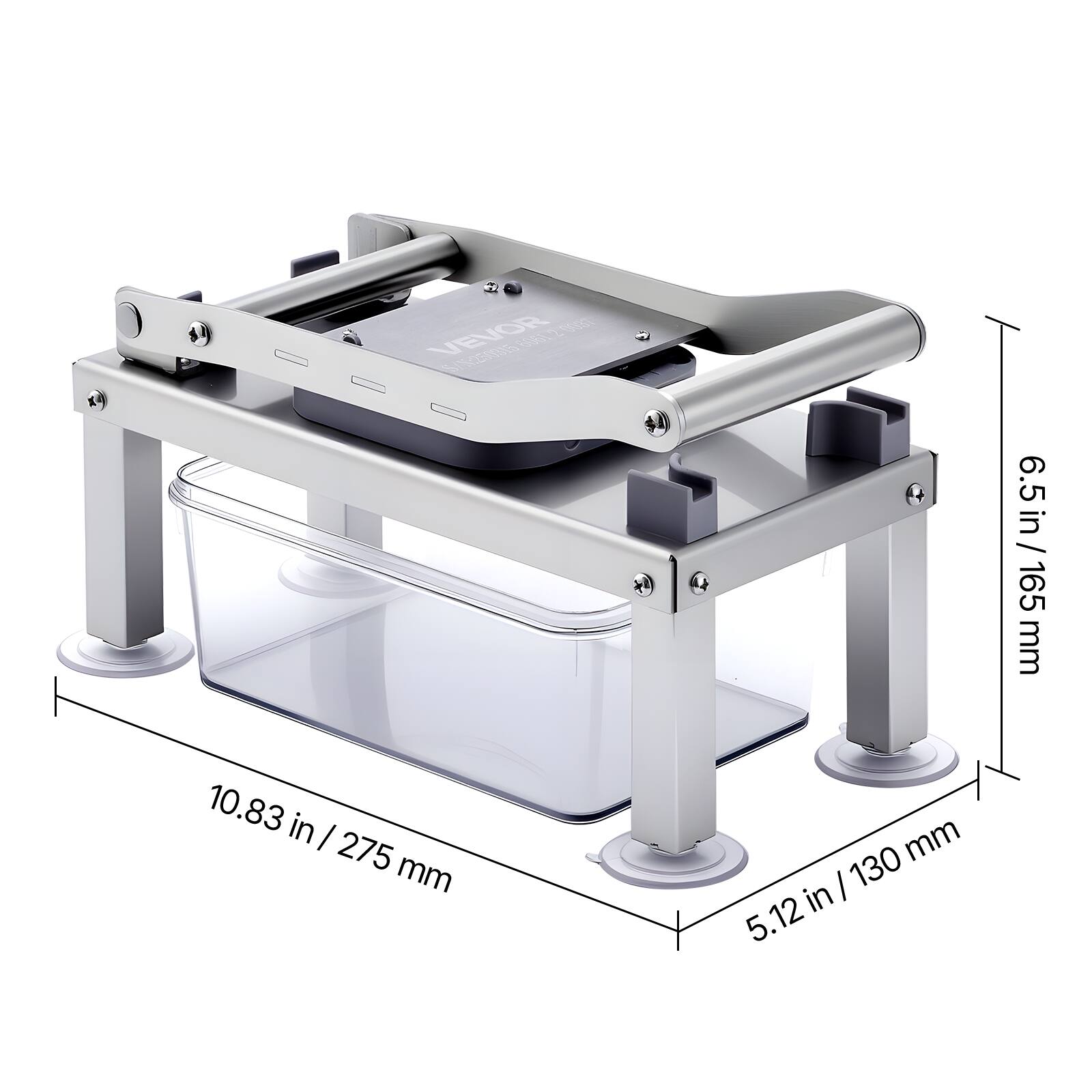 VEVOR

6.5 in / 165 mm

10.83 in / 275 mm

5.12 in / 130 mm