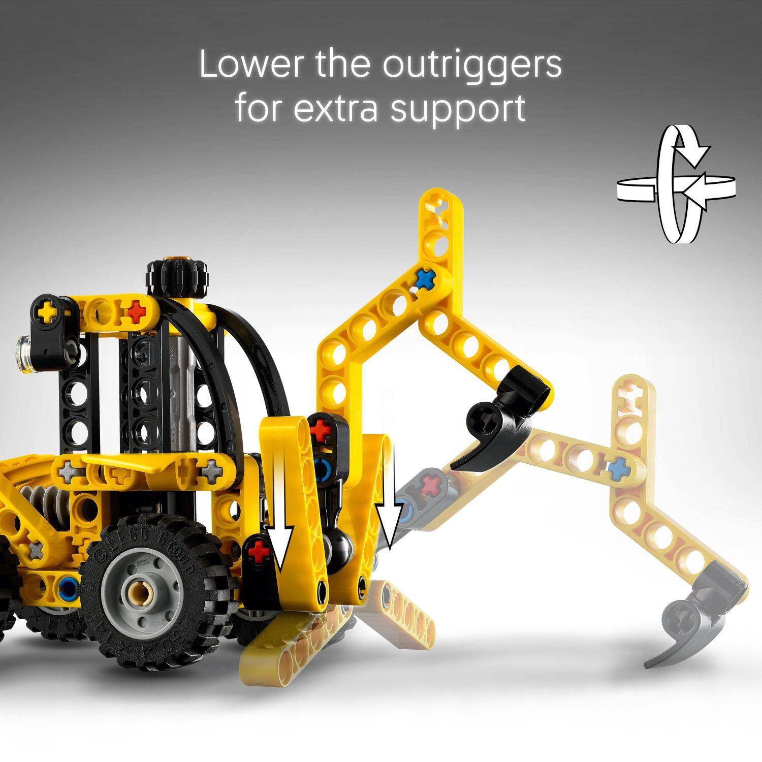 Lower the outriggers for extra support.