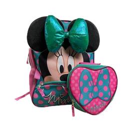Amber Sporting Goods - Minnie Mouse 16" Backpack & Lunch Box Set – Cute School Bag w/ Heart Lunchbox, Pockets & Straps - Multicolor