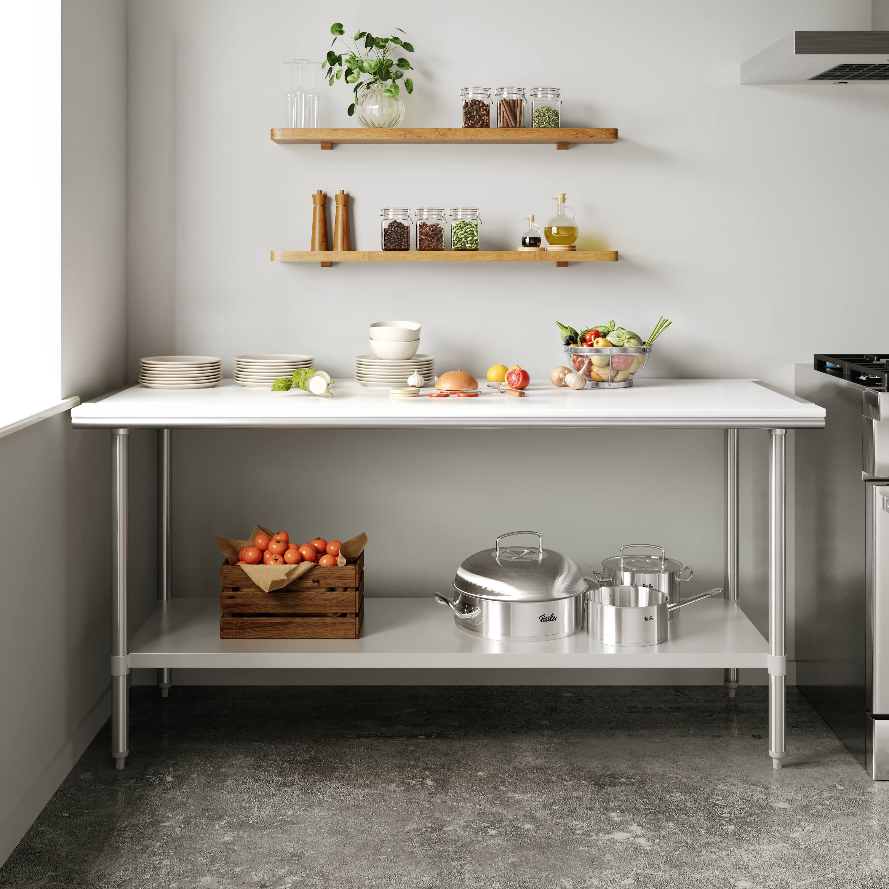Alt View 1. Flash Furniture - Reader Portable Prep and Work Table with NSF Certified 18 Gauge Stainless Steel Top Shelf with Poly Cutting Board and Ga - Gray.