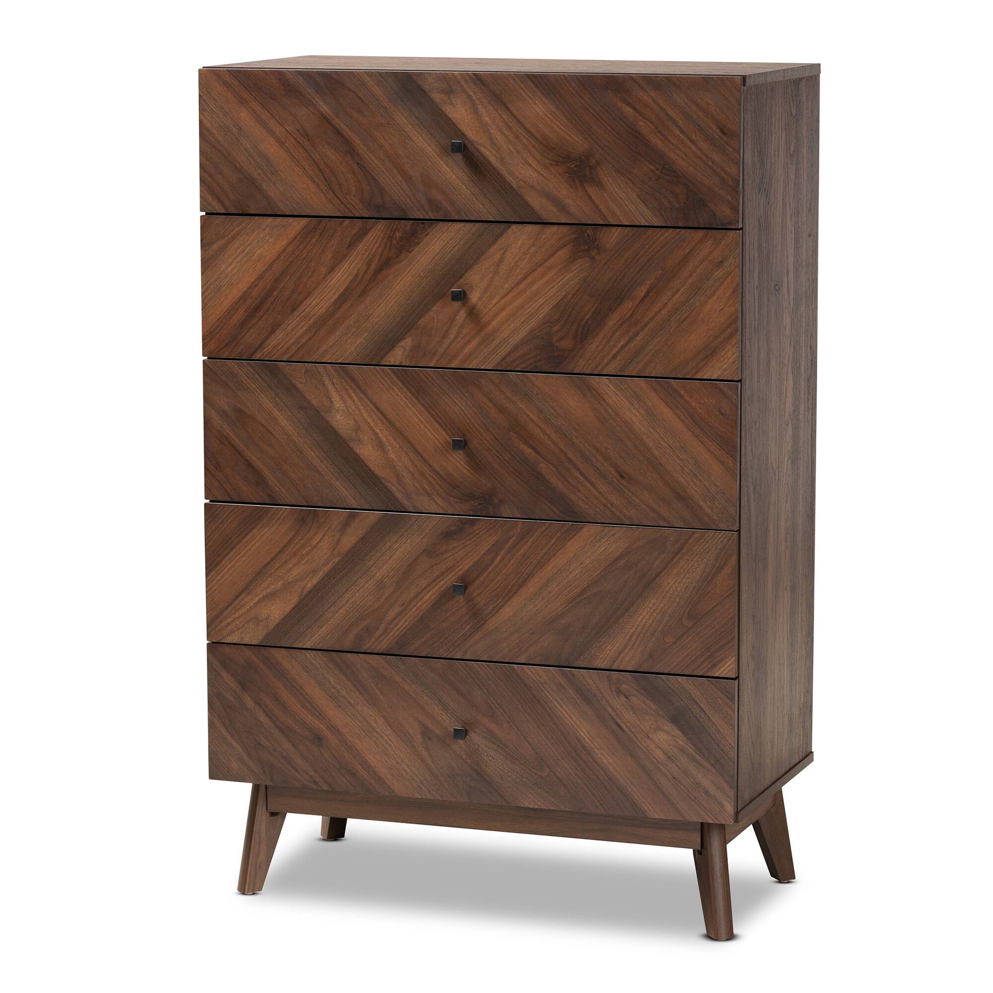Baxton Studio - Hartman Mid-Century Modern Finished Wood 5-Drawer Storage Chest - Walnut Brown