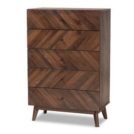 Baxton Studio - Hartman Mid-Century Modern Finished Wood 5-Drawer Storage Chest - Walnut Brown