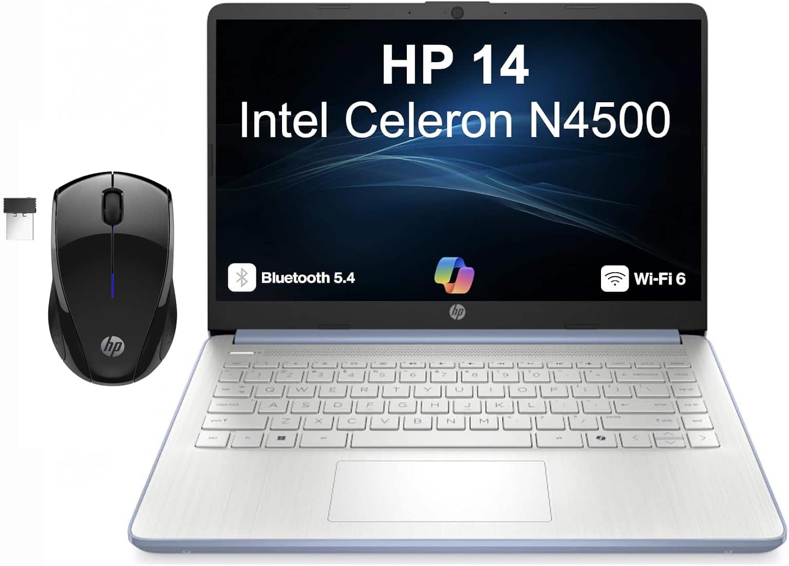 HP - Upgraded - 14 Laptop 14.0 HD Display (Celeron N4500, 8GB, 256GB SSD, Intel UHD, Win 11 Home S-Mode) w/HP Wireless Mouse - Sky Blue price history on PriceWatchPro