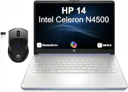 HP - Upgraded - 14 Laptop 14.0 HD Display (Celeron N4500, 4GB, 256GB SSD, Intel UHD, WiFi 6, Win 11 Pro) w/HP Wireless Mouse - Sky Blue