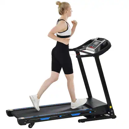 Front. Chateau Abodes - Treadmills for Home, 3.5HP Electric Folding Treadmill with Automatic Incline, Double Deck Shock Absorption - Black.