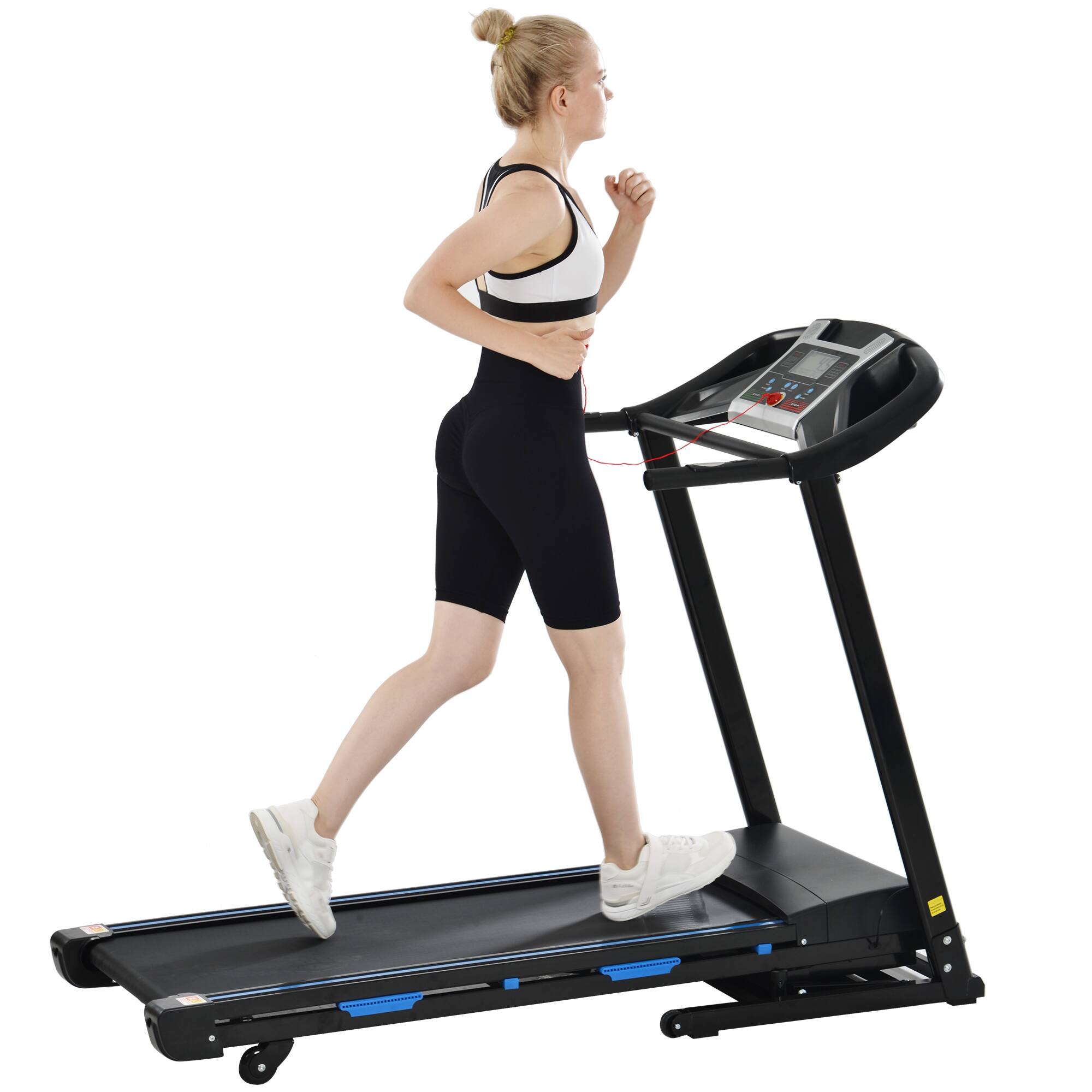 Chateau Abodes - Treadmills for Home, 3.5HP Electric Folding Treadmill with Automatic Incline, Double Deck Shock Absorption - Black