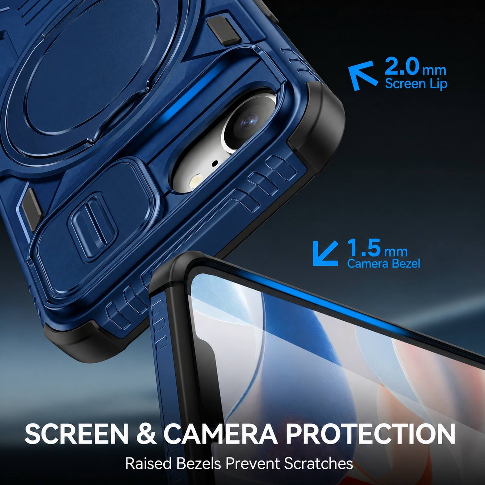 Dteck For Apple iPhone 16e/17e Rugged Case with Camera Sliding Lens ...