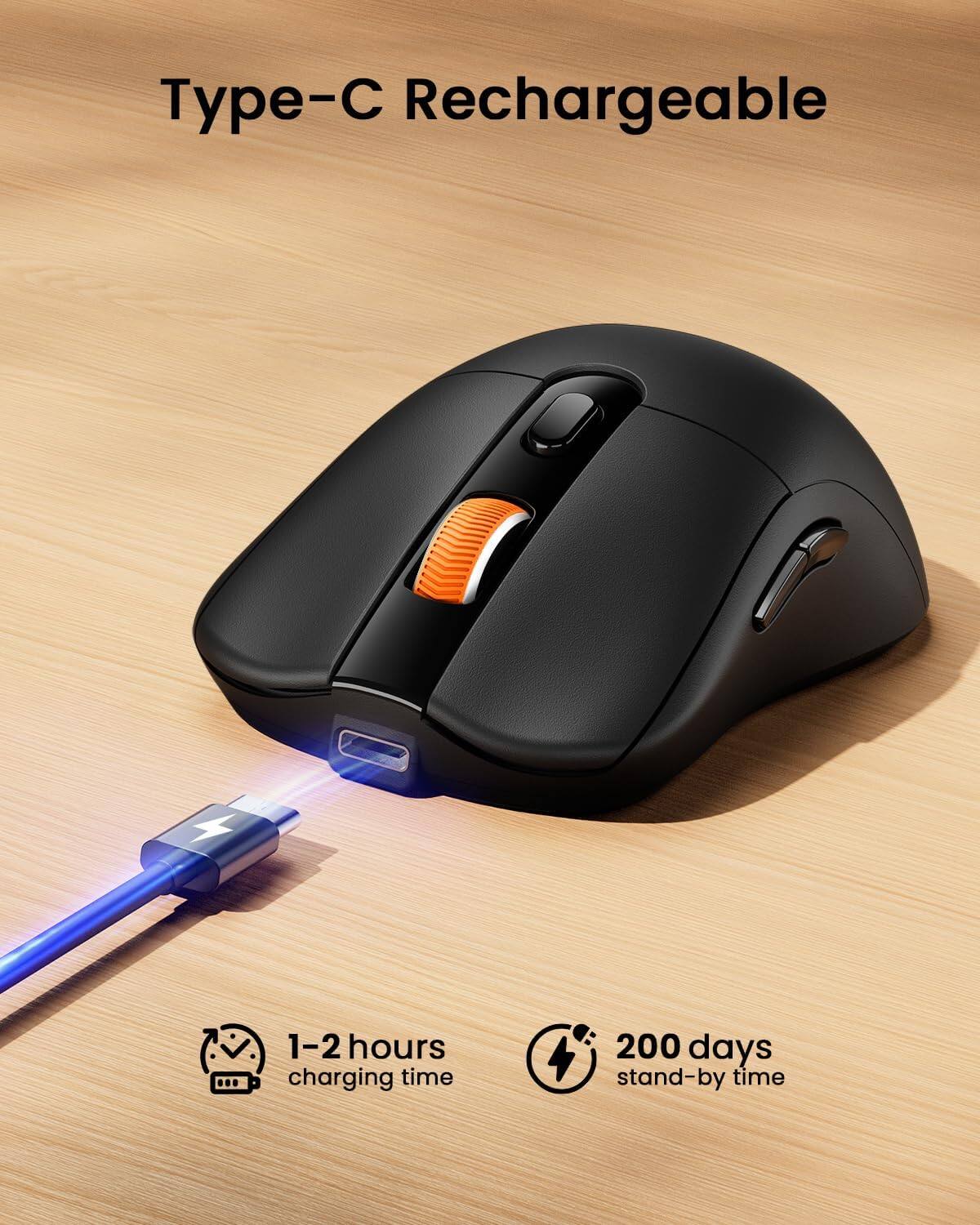 - Type-C Rechargeable
- 1-2 hours charging time
- 200 days stand-by time