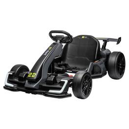 Jojoka - 24V Electric Drift Go Kart for Kids 6-12, Dual Motors, Adjustable Seat, LED Lights, Music, Safety Belt - Gray