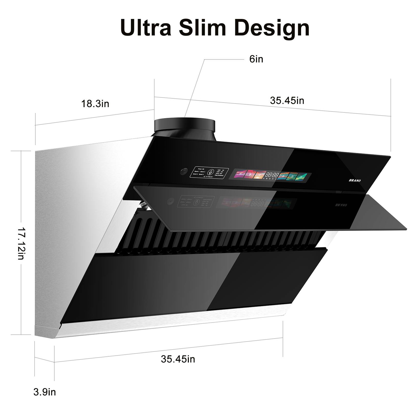 Ultra Slim Design

- 6in
- 18.3in
- 35.45in
- 17.12in
- 3.9in