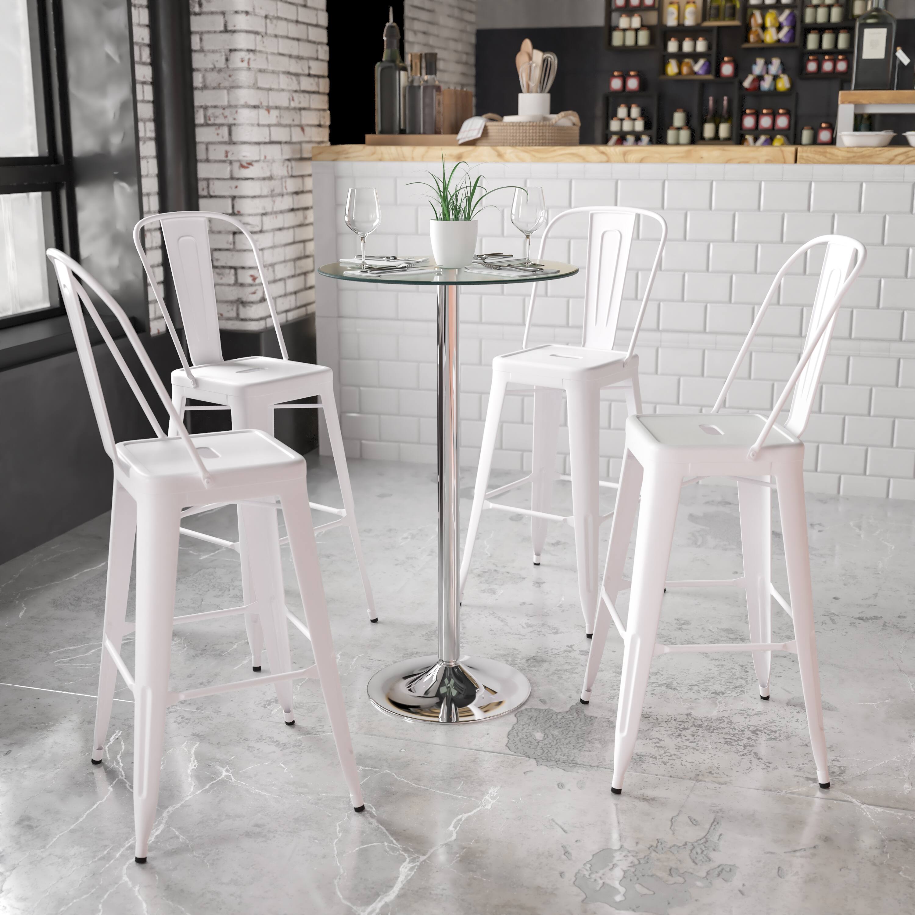 Angle. Flash Furniture - Fredrick 23.75'' Round Glass Table with 41.75''H Chrome Base - Clear.