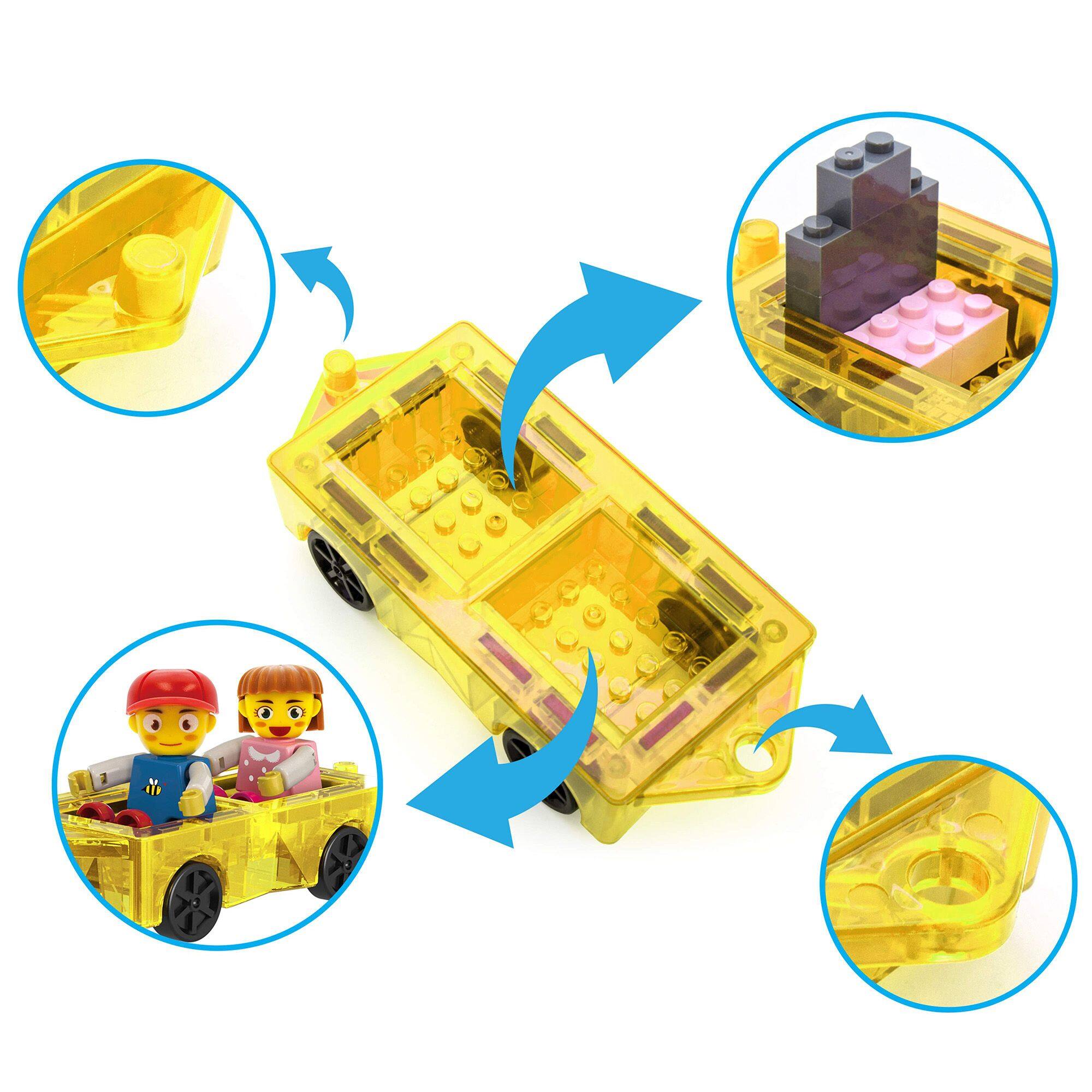 Alt View 2. PicassoTiles - PicassoTiles 3 PC Magnetic Mini Car and 2 Characters Set Magnetic Building Blocks for Kids 3+.