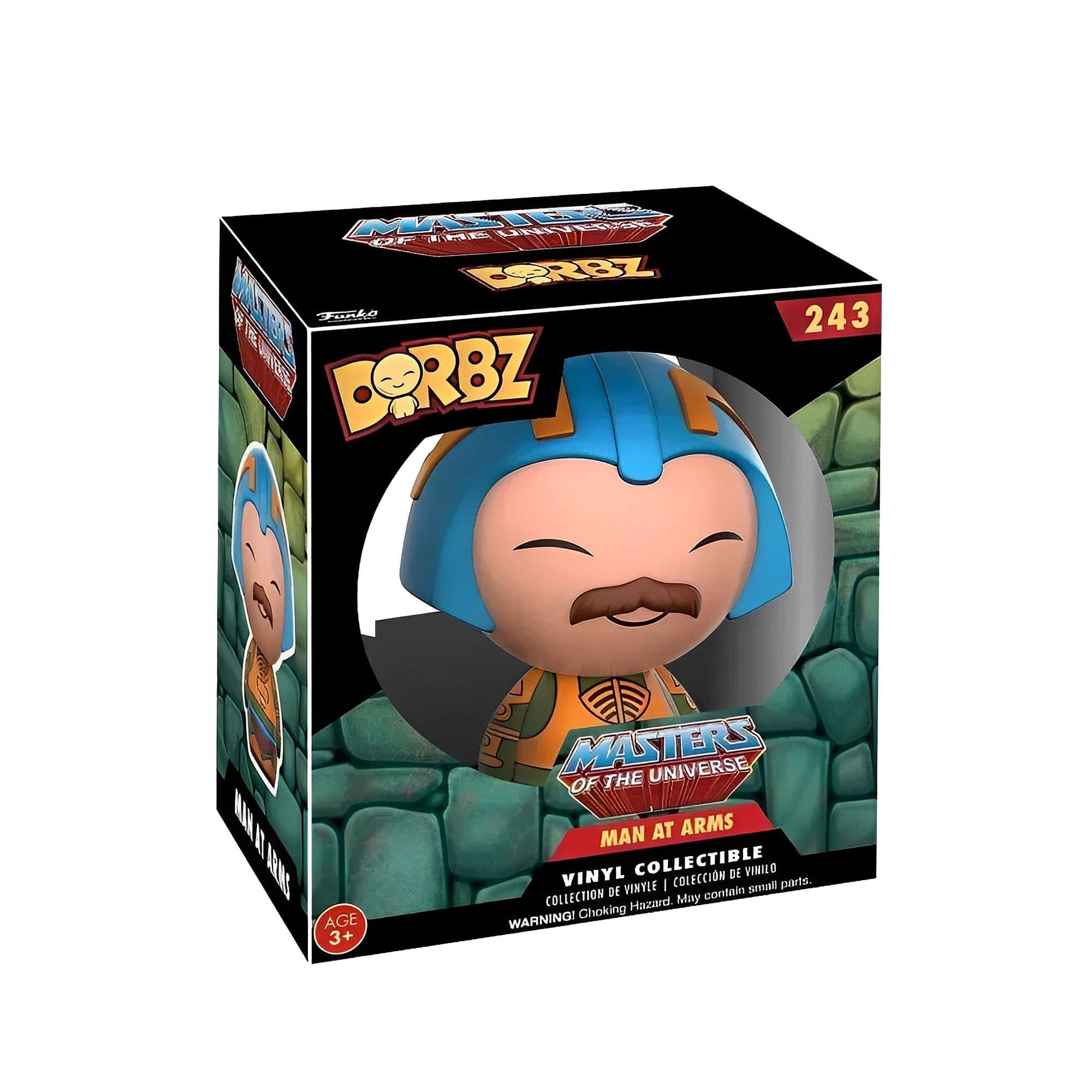 Masters of the Universe  
Dorbz  
243  
Man at Arms  
Vinyl Collectible  
Collection de Vinyle | Colección de Vinilo  
Age 3+  
Warning: Choking Hazard. Small parts. Not for children under 3 years.