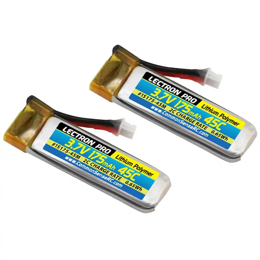 7v COMMON SENSE RC Lectron Pro 3.7V 175mAh 45C Li Po Battery, 2 Pack ...