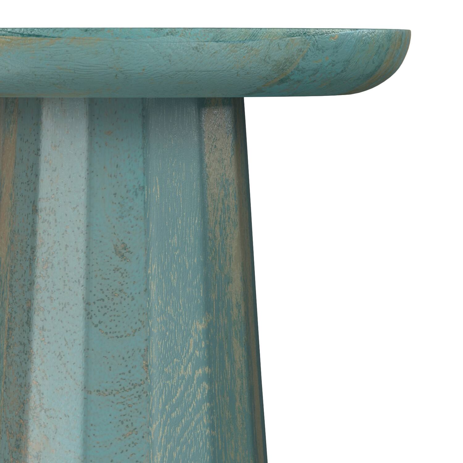 Alt View 6. Simpli Home - Dayton 13 inch Wide Solid Mango Wood Wooden Accent Table in Teal Wash - Teal Wash.