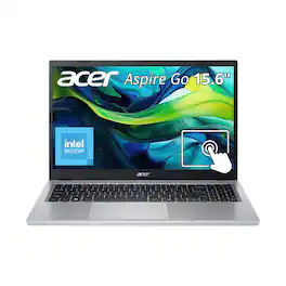 Acer - Aspire Go 15.6" FHD IPS Touchscreen Laptop – Intel Core 3 N355 8GB LPDDR5 128GB UFS W11S UHD Graphics – AG15-32PT-36KT - Silver