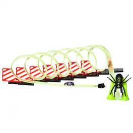 Qaba - Builder Loop Kit Criss-Cross Glowing Race Track Toy Set Spooky Spider Fun Starter Kit, for Kids 3-6 - Green