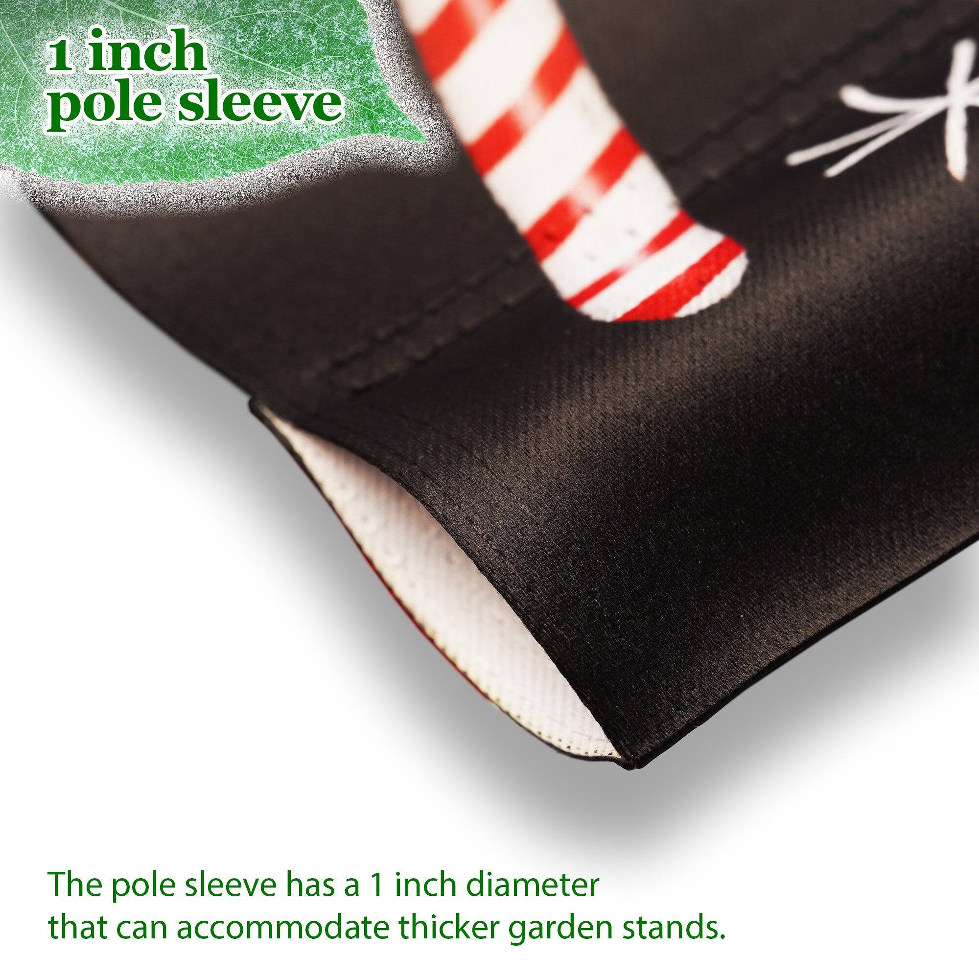 1 inch pole sleeve

The pole sleeve has a 1 inch diameter that can accommodate thicker garden stands.