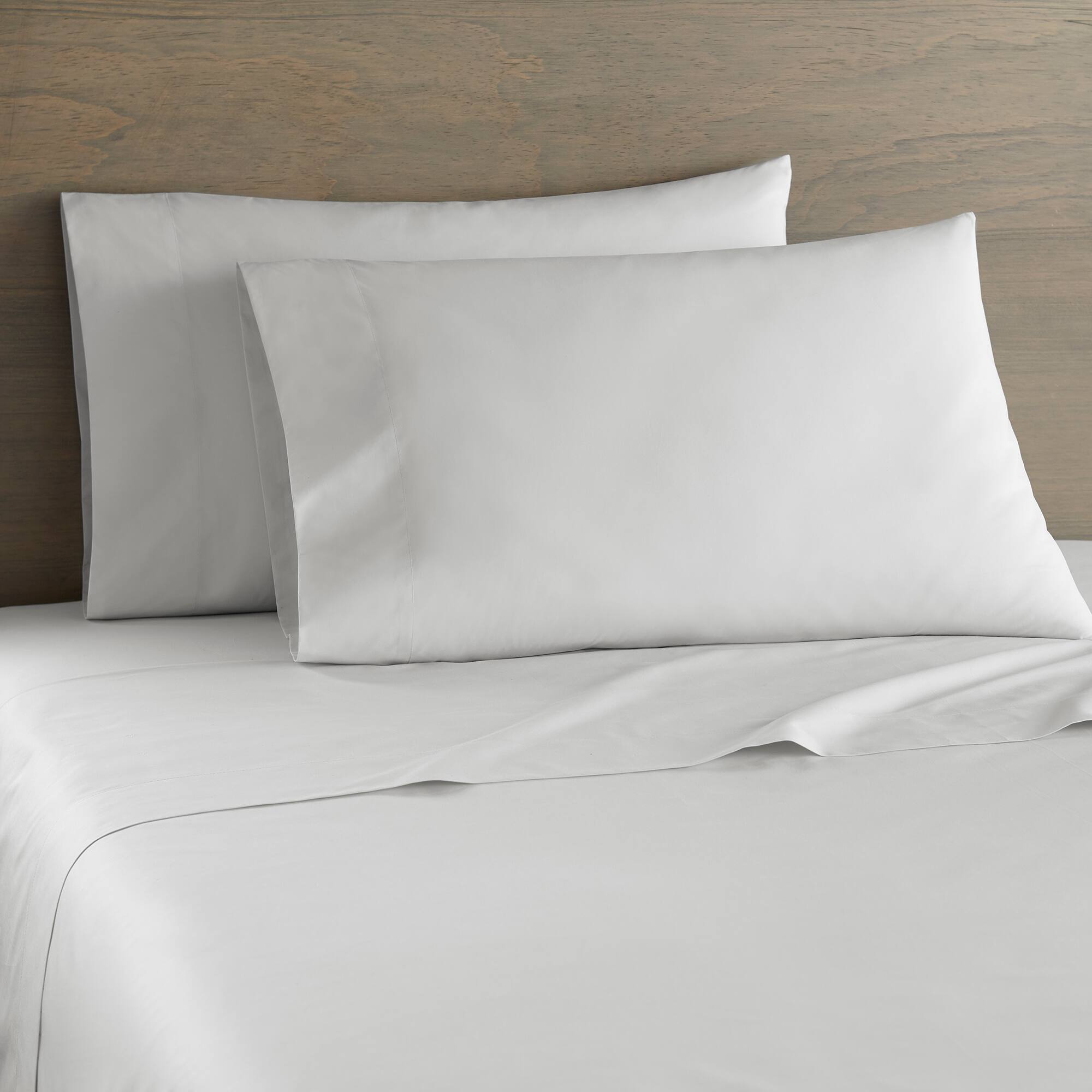 Front. Shavel Home Products - 250 Thread Count Cotton Percale Sheet Set, Full, Misty Gray - Misty gray.