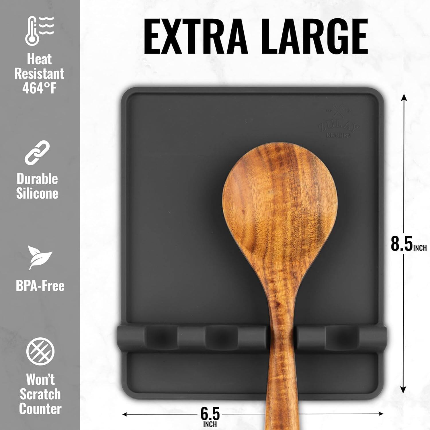 Heat Resistant 464°F EXTRA LARGE Durable Silicone 8.5 INCH BPA-Free Won't Scratch Counter 6.5 INCH