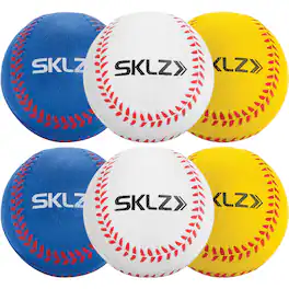 SKLZ - Foam Training Baseballs 6-Pack - White/Yellow/Blue
