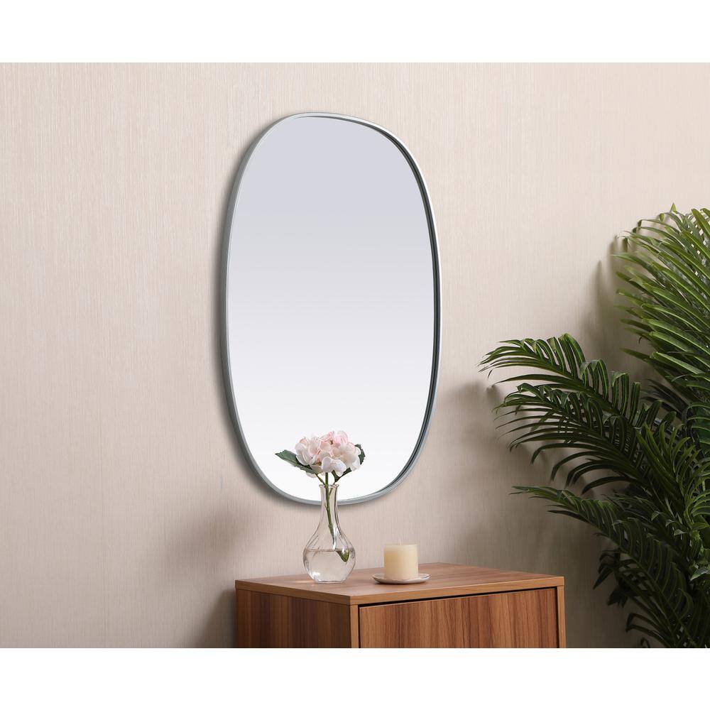 Alt View 4. Elegant Decor - Metal Frame Oval Mirror 30x40 Inch in Silver - Silver.